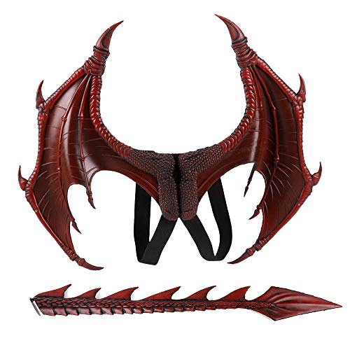 Aile de dragon et queue en PU rouge MMSS pour adulte