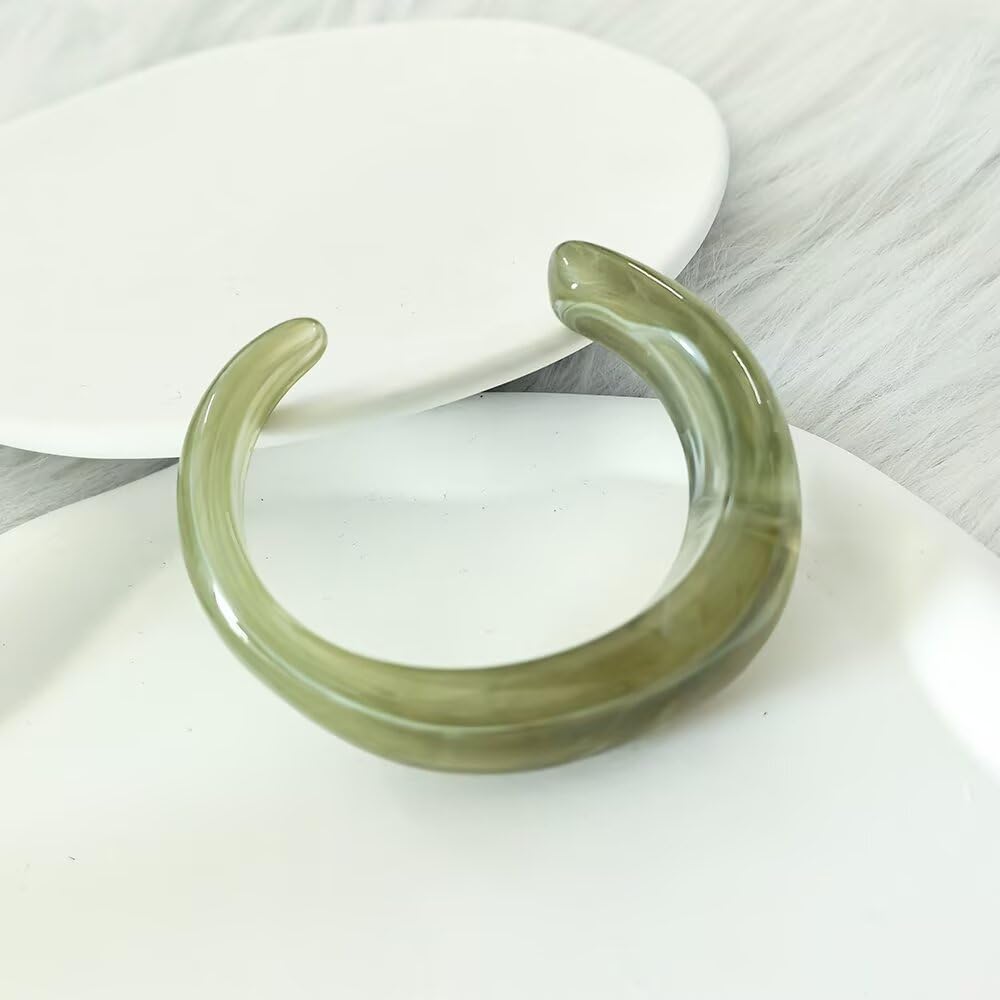 Resin Bangle Bracelet for Women - Colorful Pink Blue Transparent Irregular Geometric Round Square Acrylic Wristbands Plate Cuff Bracelet Vintage Wide Plastic Statement Jewelry - Image 3