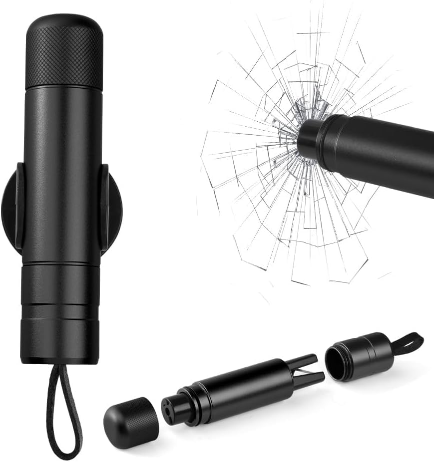 MNBYHWA Rompe Cristales Coche para Dacia Duster 2018-2023, aleación de Aluminio Martillo Cortador cinturón Martillo de Seguridad Coche,Black