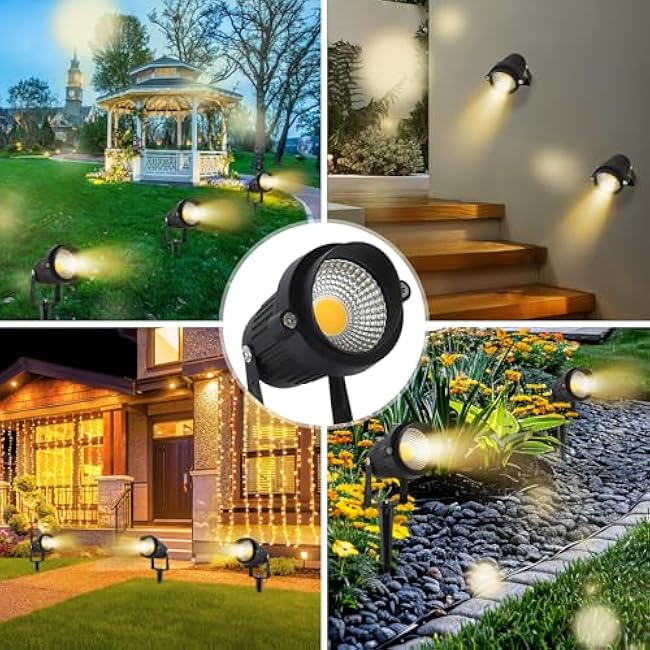 Landscape Lighting, 5W Spotlight Outdoor, 3000K Warm White LED Outdoor Spot Lights for Yard, IP65 Waterproof Outdoor Lighting, Garden Lights for Outside with Aluminum Case, 2 Pack