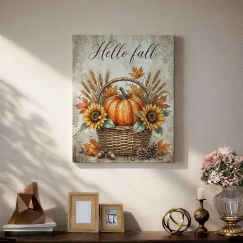 Pintura para colgar en pared con diseño de girasol y trigo rústico de 16x20 pulgadas 5