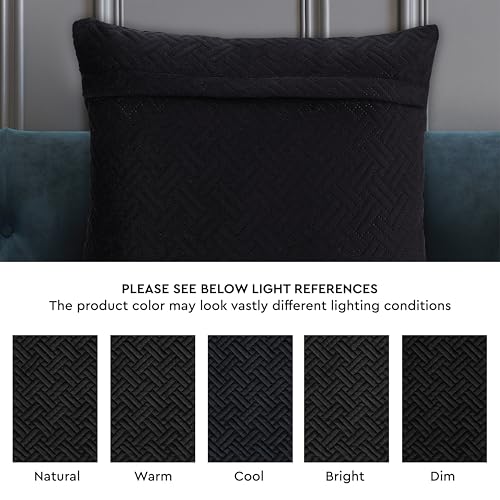 Image of Encasa XO Velvet Cushion Covers, No Inserts, Set of 2, Black | 24 inchx24 inch | Both Side Fabric | Hidden Zipper Closure | Solid Color | Fade & Shrink Resistant | Machine Washable