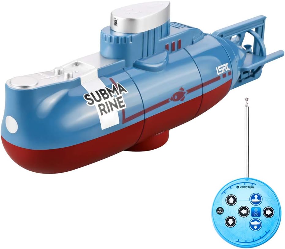 GoolRC Mini RC Submarine, LSRC-SMI Remote Control Boat Waterproof Diving Toy (Blue)