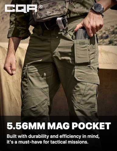 Image of CQR Men's Tactical Pants, Water Resistant Ripstop Cargo Pants, Lightweight EDC Work Hiking Pants, Outdoor Apparel