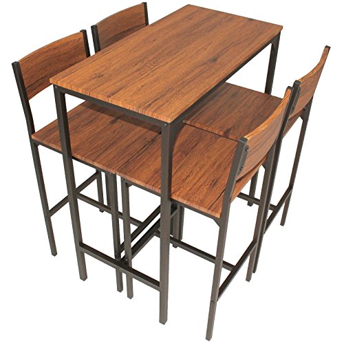 Mod. VENICE Set mesa de bar y 4 taburetes Color Marron Design Sillas
