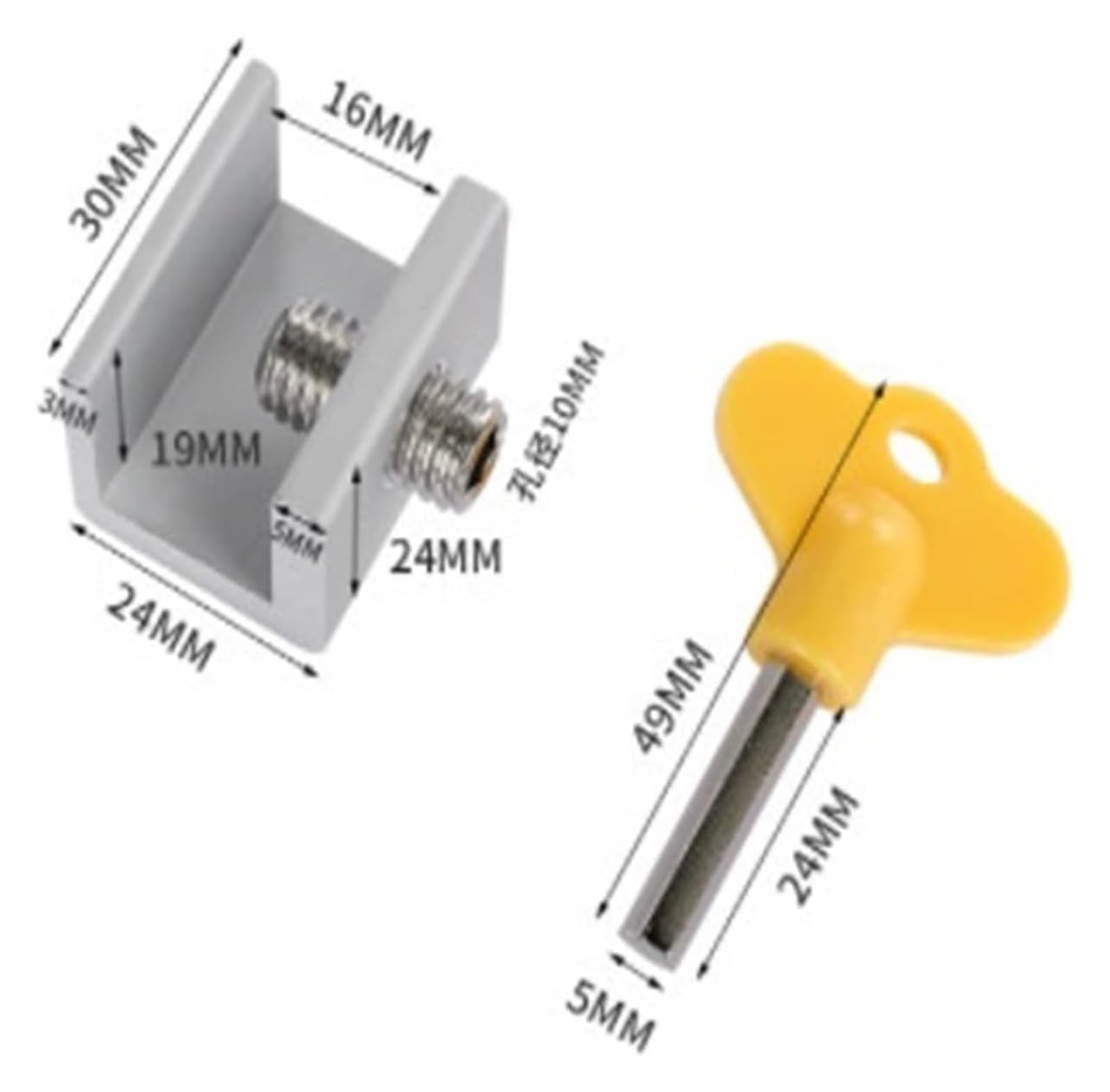 Blokada okna ze stopu aluminium z kluczami | Srebro 1/10 szt.: drzwi przesuwne, okno przesuwne, jednostka klimatyzacyjna, z kluczami(10pcs)
