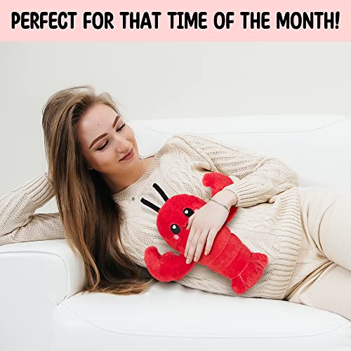 Image of Crustacean Microwavable Unscented Heating Pad for Women - Warm Cozy Plush Heatable Stuffed Toy Animal - Hot and Cold Heat Bag Gift for Women and Girls Red