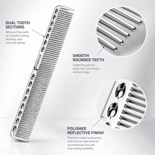Image of Professional 7 Inch Alminium Metal Hair Cutting & Styling Comb Silver