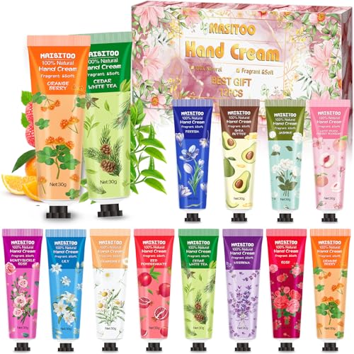 Vleuexe 12 Set de Crema de Manos de Regalo Navidad,Crema Manos Reparadora para Manos Secas y Agrietadas,Hidratante,arual crema manos,Set de Regalo Crema Hidratante para Madre,Navidad,Regalos(360 ml)