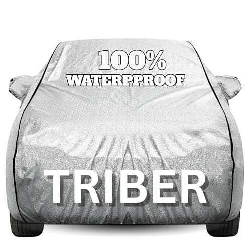 Image of Waterproof Car Body Cover - 100% Water Proof Custom Fit New Car Covers, Outdoor Full Protecting Cover for Triber (All Models) with Free Storage Bag - UV, Rain & Dust, All Weather Protection