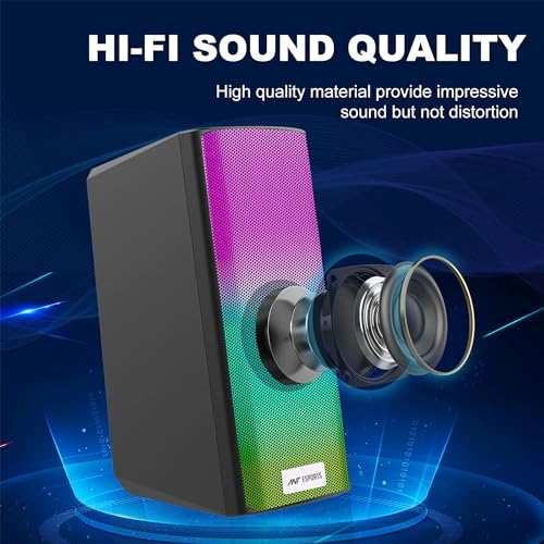 Image of Ant Esports GS510 Multimedia 2.0 Channel USB Powered Bluetooth RGB Gaming Speakers with Control pod for Volume, RGB and Memory Card Slot -Perfect Computer Speakers for Desktop, PC, Laptop,Mobile-Black