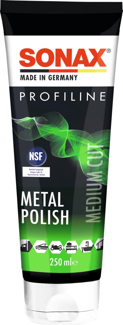 SONAX PROFILINE MetalPolish (250 ml) Metallpolitur für alle metallischen Oberflächen für mehr Glanz und Frische | Art-Nr. 02041410