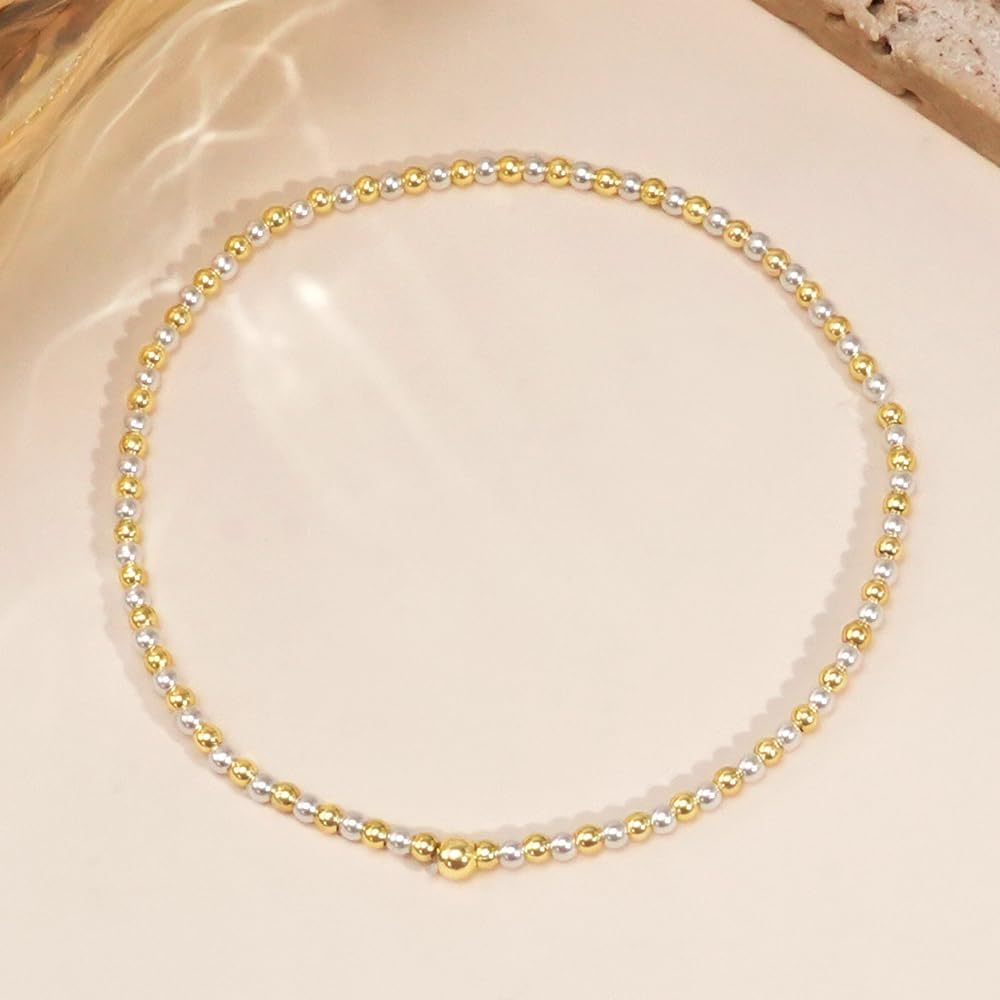 14K Gold Plated Beaded Bracelet Stack for Women, Cute Colorful Seed Beads Stretch Stackable Bracelets Fashion Minimalism Holiday Accessories Jewelry Gift Friendship - Image 5