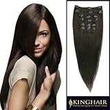 20' Top Quality Remy Clip In Human Hair Extensions Dark Brown_02 Weight 70g_7pcs Clips Attached Full Head for...