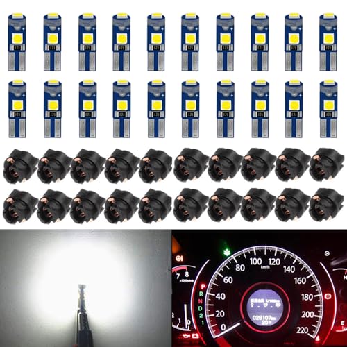 Image of 20-Pack T5 37 74 LED Bulb With Twist Lock Socket PC74 PC37 Dashboard Instrument Panel Gauge Cluster Light