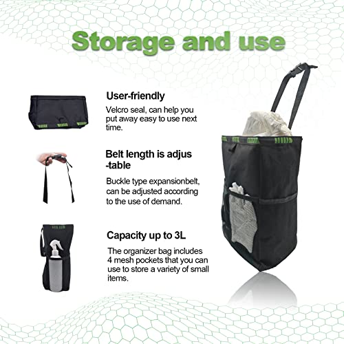 Image of KEVWR Waterproof Oxford Garbage Bag With 4 Storage Pockets, Hanging Car Trash Can, Foldable Leakproof Trash Bin, Portable Large Capacity Auto Organizer, Fit For Truck, SUV, Home, Office