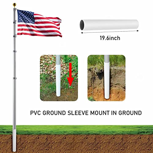 25 Ft Telescopic Flag Poles For Outside In Ground, 25 Ft Flag Poles With 3'×5' American Flags, Flag Poles For House Residential #TOP1