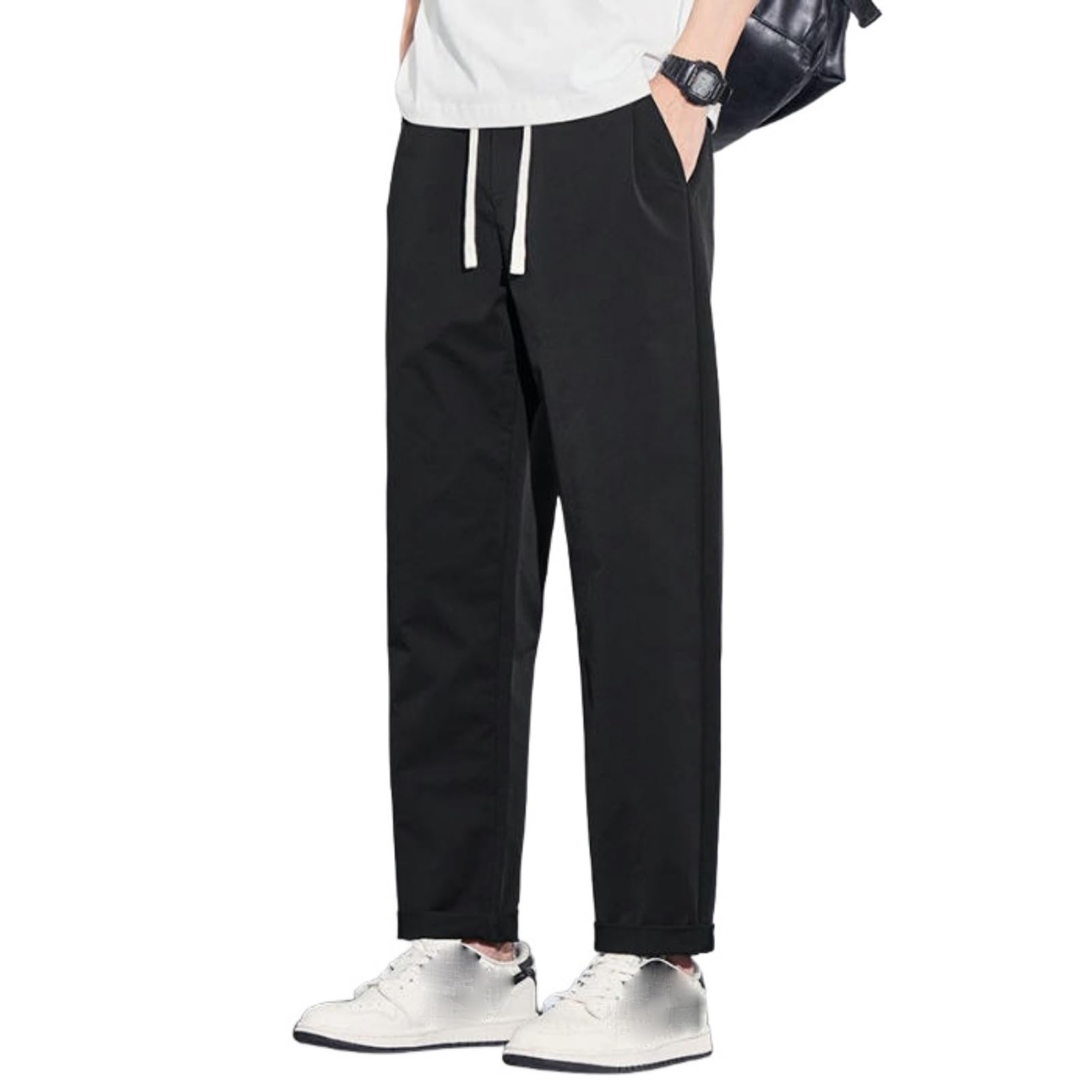 Pantaloni casual alla moda dritti da uomo in seta ghiaccio primavera estate
