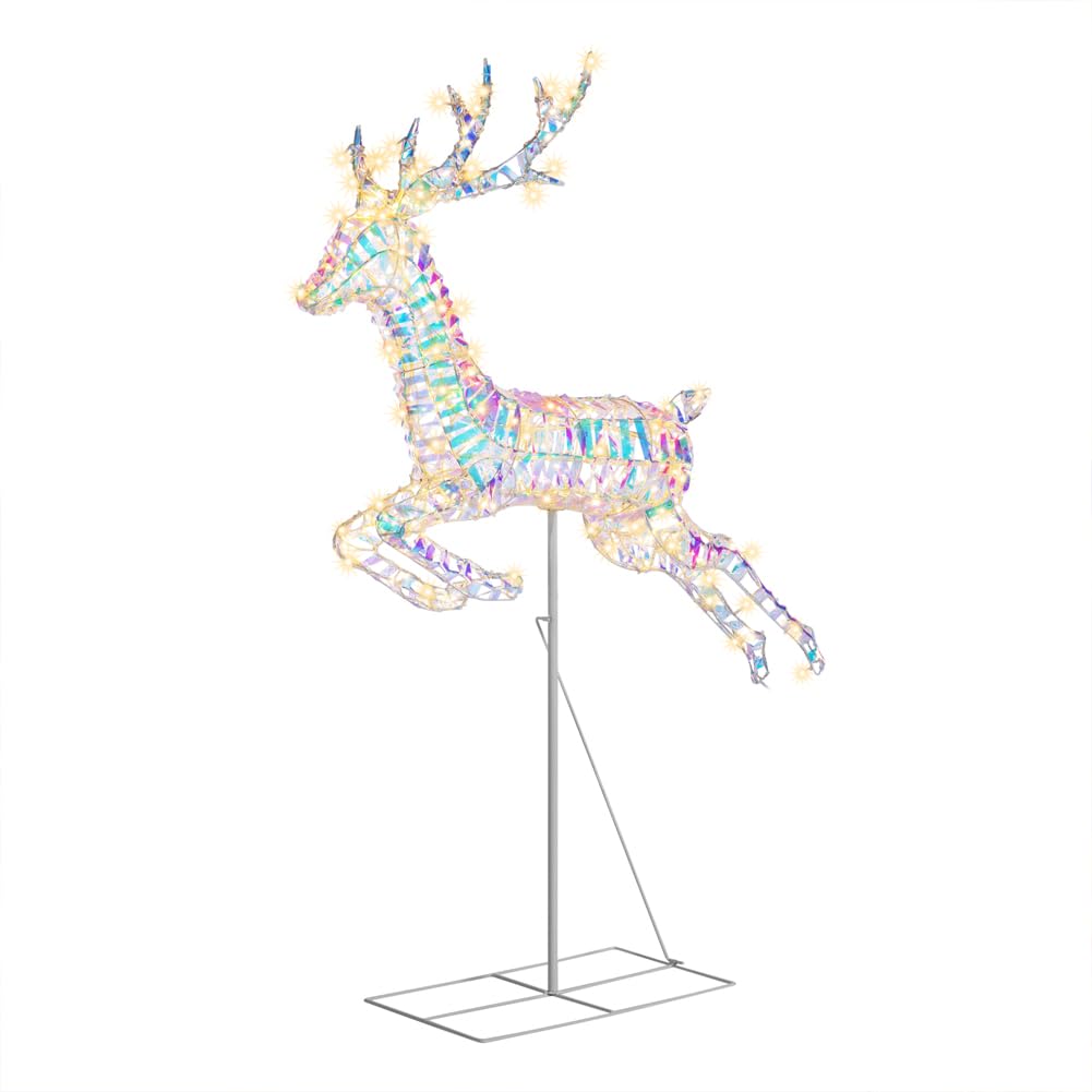 BAKAJI Renna Luminosa Natalizia Luce Bianco Caldo per Esterno, Cervo Babbo Natale LED Addobbo Decorazione 3D Natalizie, Decorazioni Fuoriporta, Giardino, Terrazzo, Protezione IP44 (94 x 150 cm)