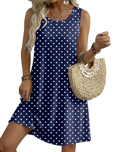 Zeagoo A Line Dresses for Women 2026 Sleeveless Flroal Shirt Dress Casual Tank Dress Loose Tshirt...