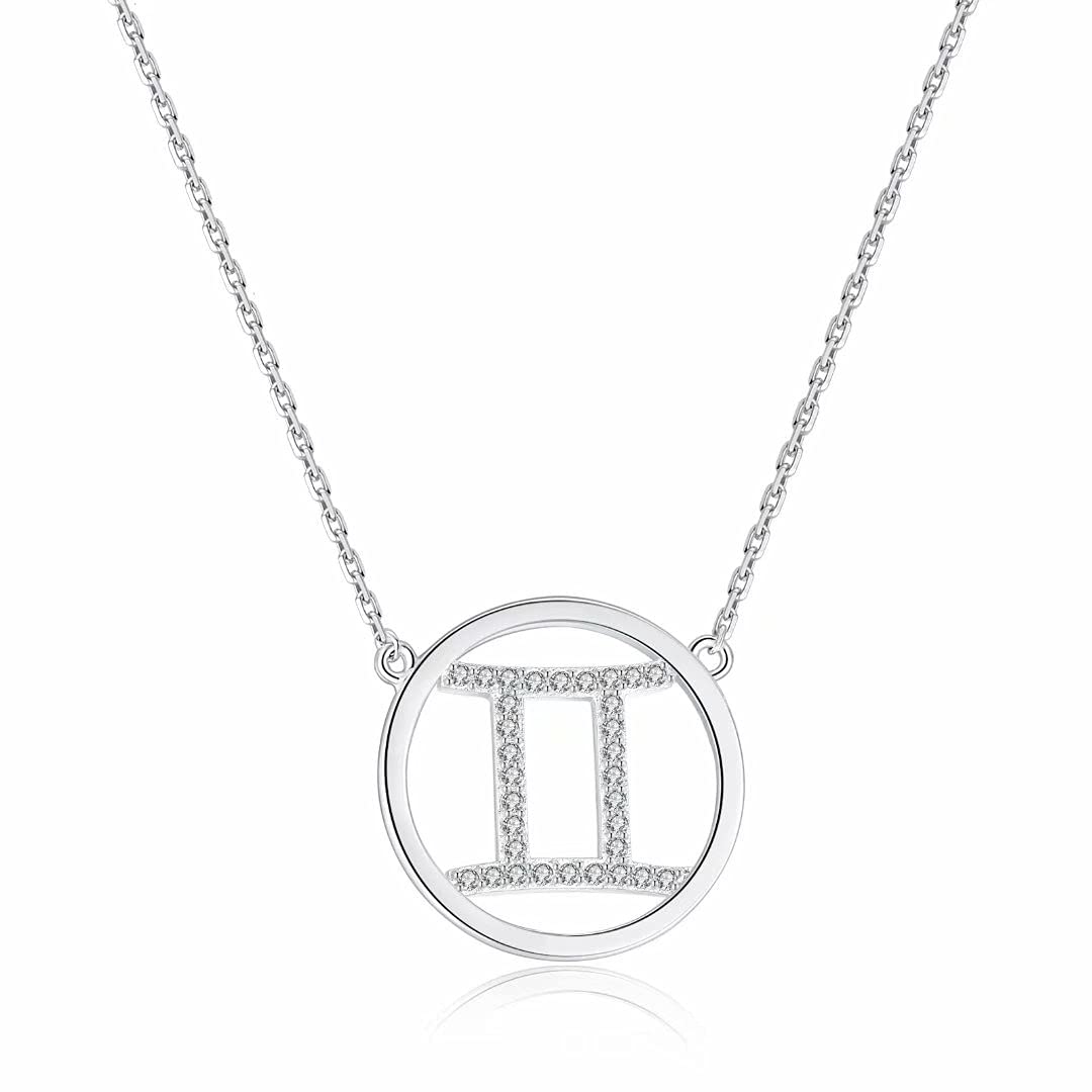 Imagen de catálogo asociada a Qings 12 Constelaciones Collares Plata para Mujeres - Delicados Moda Ronda Géminis Astrológicos