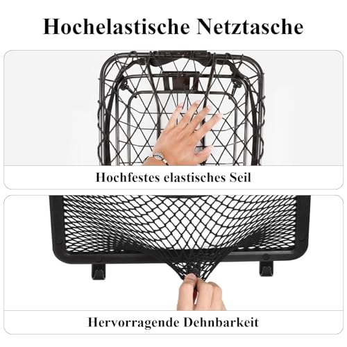 Gepäcknetz Gahrrad, Strapazierfähiges Elastisches Netz für Fahrradkorb Hinten, Fahrradkorb Netz für Fahrräder, Elektroroller und Autos, Sichere Aufbewahrungsnetz für Helme und Ausrüstung 30 x 30 cm