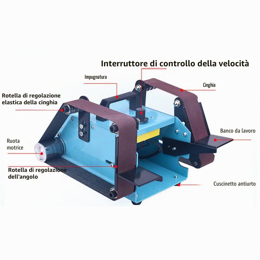 950W 220V 800-6000 giri/min Levigatrice levigatrice a nastro elettrico a doppio asse levigatrice a disco smerigliatrice a nastro abrasivo smerigliatrice a doppio asse a nastro Smerigliatrice da banco