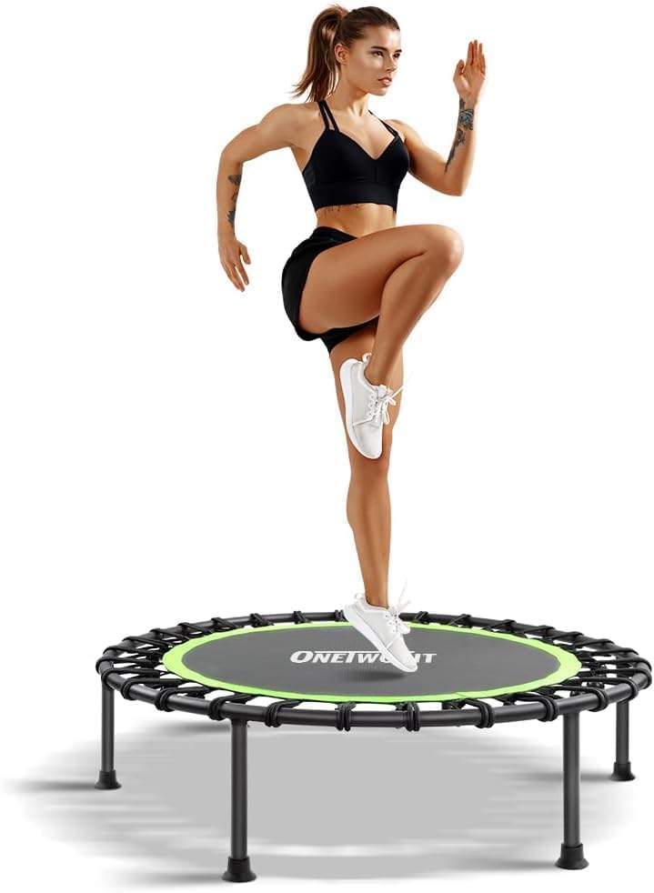 Miniatura 8 de ONETWOFIT Trampolín rebotador de 42 pulgadas45 pulgadas para adultos, mini trampolín silencioso ejercicio interior fitness trampolín bungee rebotador