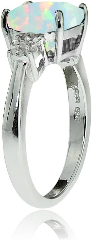 Ice Gems Sterling Silver Created White Opal and Cushion-cut Ring - Image 2