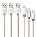 iPhone Charger, 3-Pack 3Ft 6Ft 10Ft Mingu, Nylon Braided Cord Lightning Cable to USB Charging Cable for iPhone 7 7 Plus 6s 6 5s 5c 5 SE, iPad Pro, Air, iPad mini 4 3 2, iPod Nano/Touch - Gold & Silver