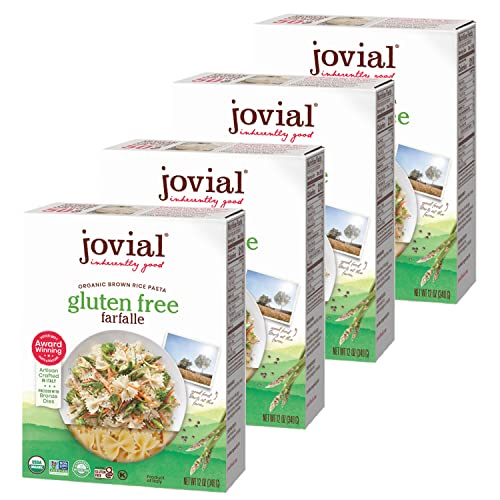 Image of Jovial Whole Grain Brown Rice Farfalle Pasta - Whole Grain Pasta, Organic, Gluten Free, Dairy Free, Brown Rice Pasta, Made in Italy - 12 Oz, 4 Pack