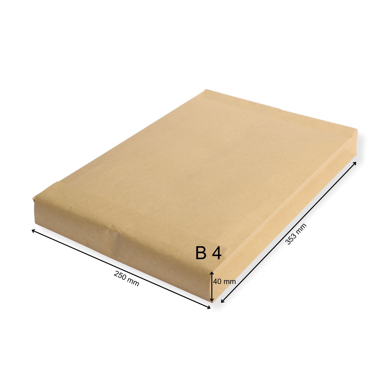 1500 Stück Faltentaschen 250x353x40 mm B4 braun haftklebend ohne Fenster Versandtaschen Umschläge Briefumschläge