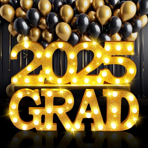 Graduation Decorations 2025, LED Marquee Light Up Letters "GRAD 2...