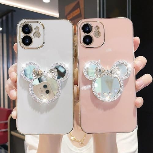 Image of KC Back Cover for Mi Redmi Note 14 Pro 5G - Round Bunny Mirror Electroplated Soft Silicone Camera Protection Case - Pink