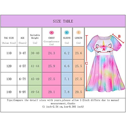 Play Tailor Doll And Girl Matching Nightgown Unicorn Outfit Pajamas Night Dress For Girls And 18" Dolls Clothes, 6-7 Years, Colorful Purple #TOP5