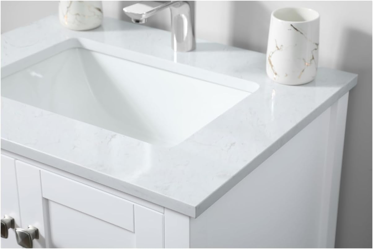 Elegant Kitchen and Bath Hamilton 24" Solid Wood Single Bathroom Vanity in White