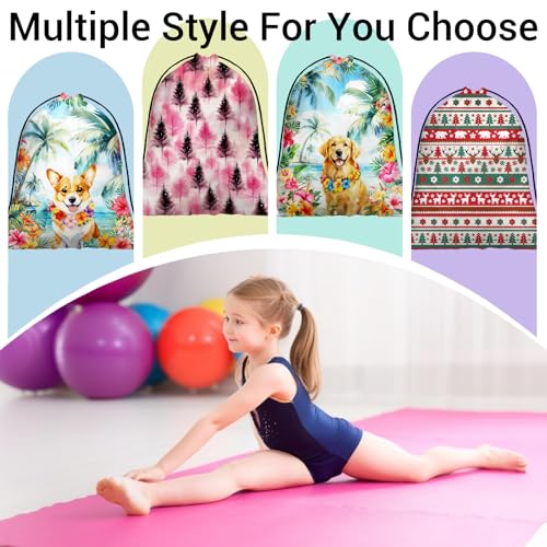 Image of Pink Pine Trees Grip Bags Winter Holiday Gymnastics Drawstring Bag for Women Gym Gymnasts