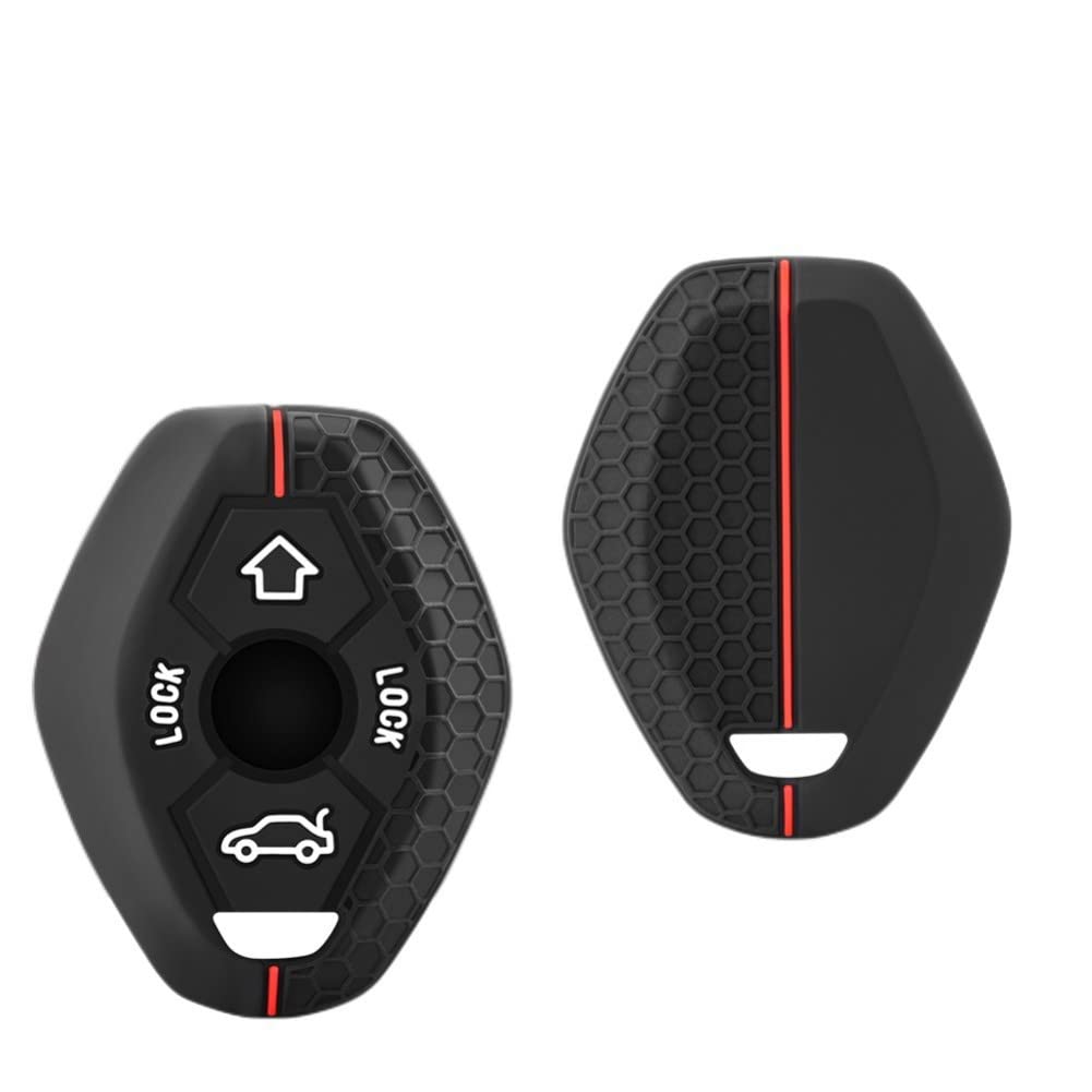 XUKEY - Custodia portachiavi in silicone, protettivo, per chiave elettronica di BMW X3/X5/Z3/Z4/M3/M5/3/5/7 Serie E38/E39/E46/E83, anni 1999-2009, colore: nero