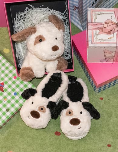 Dog Slippers for Women Men,Cute Fluffy Animal Slippers,Dalmatian Cotton Shoes,Warm Winter Wear Home Cozy Furry Soft Indoor Kawaii Shoes3