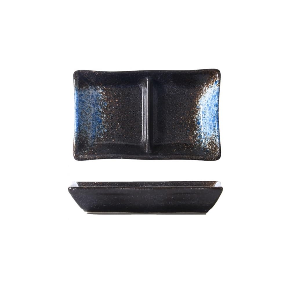 Cenz-888 Snack Dish Double-grid Ceramic Soy Sauce Plate Barbecue Seasoning Dipping Dish Divide Sushi Meals Dishes