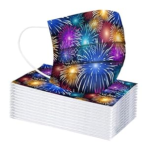 ZQP BEUU 40PCS 2021 Happy New Year Face_Mack Adult Disposable 3 Layer Face Covering Breathable Comfortable Anti-dust Skin Friendly Cotton Facial Bandanas with Elastic Earring Gift for Women Men