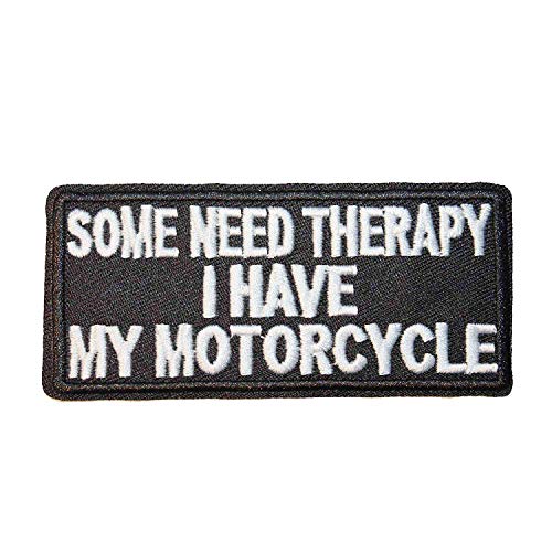 U-Sky Cool Iron on Letter Patches for Jean Jackets, 3pcs Some Need Therapy I Have My Motorcycle Iron-on Word Patch for Biker Vest, Sew on Appliques for Backpacks Bicycle Bags, Size: 3.9x1.8 inch - Thumbnail 2