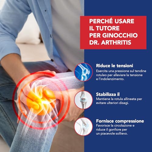 Tutore Ginocchio Ideato da Medici Specialisti – Fascia Ginocchio Regolabile per Alleviare Dolori e Tendiniti – Supporto Sottorotuleo per Fastidi al Menisco (Taglia Unica, Confezione Singola, Nero) - 2