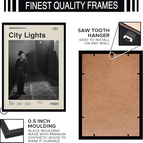 Image of BLINKART City Light (1931) Movie Poster Frame 8x12 Inch | Premium 300 GSM Paper Wall Print | Mid Century Vintage Film Artwork for Home, Bedroom, Living Room, Office | Framed Photo Decor