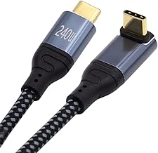 NFHK Cavo USB-C da 240 W di tipo C, 480 Mbps, 48 V, 5 A, ad angolo verso il basso, compatibile con USB 2.0 da 100 W, ricarica per laptop, tablet, telefono, 200 cm
