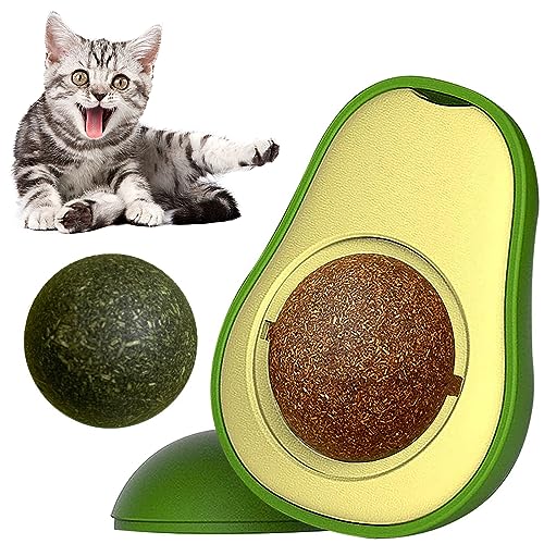 Cisixin Katzenminze Ball mit 2 Bälle,Katzenminze Spielzeug Natürliche Katzenminze Balls,Drehbare Zahnreinigung Dental Katze Spielzeug, Natrliche...
