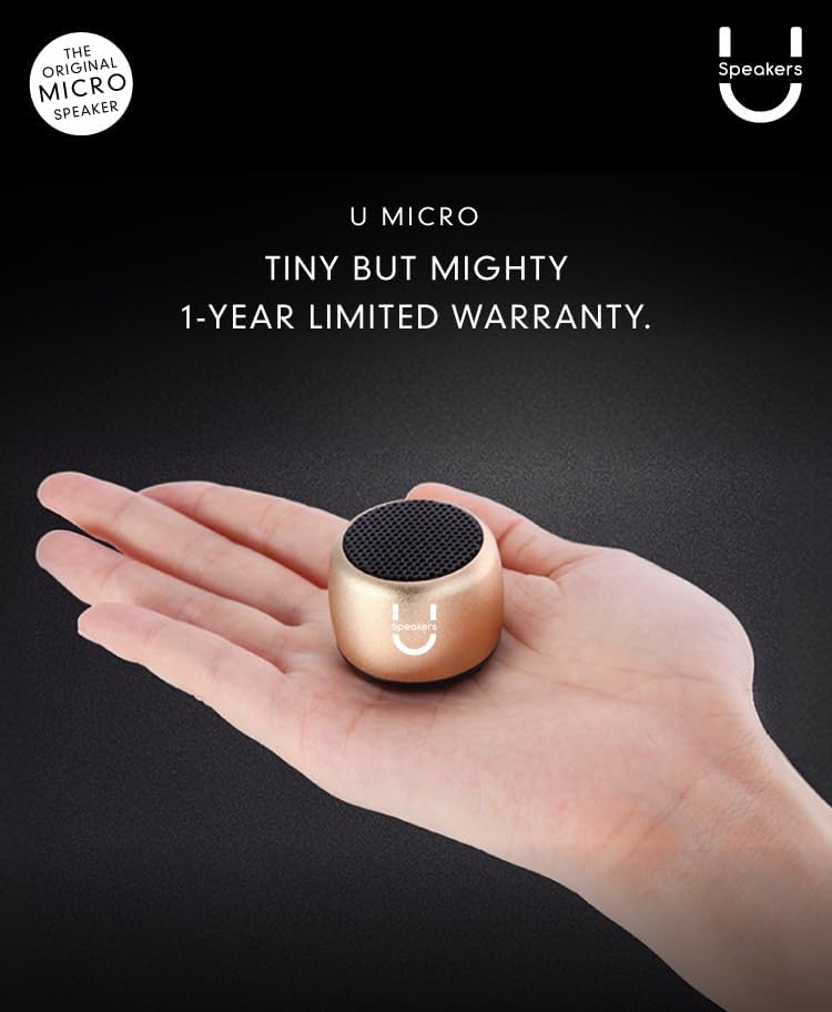 Fashionit U Micro - Small Bluetooth Speaker | Coin-Sized Speakers Bluetooth Wireless with Built-in Mic & Remote Shutter | Portable Rich Sound for Travel, Shower, Beach | Gold - Image 3