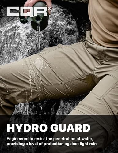 Image of CQR Men's Convertible Cargo Tactical Pants, Water Resistant Outdoor Hiking Pants, Zip Off Lightweight Stretch Work Pants