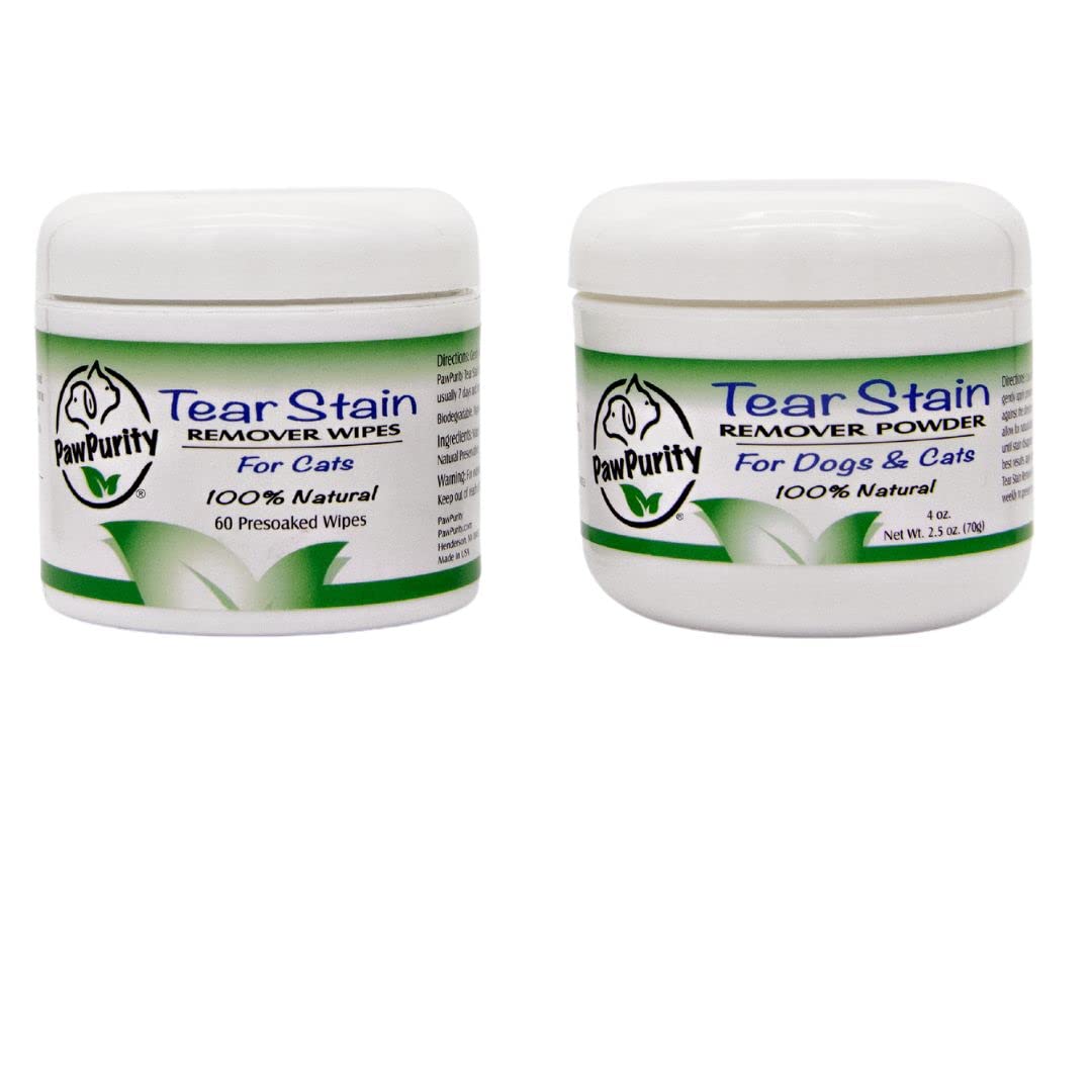 PawPurity Tear Stain Remover Wipes & Powder Kit for Cats