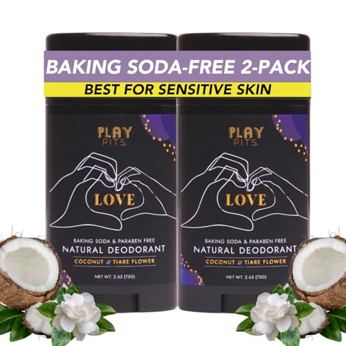 PLAY PITS - 2 Pack - Natural Deodorant - Safe for Men & Women w/Sensitive Skin - Clean, Non-Toxic, & Paraben Free – LOVE Scent - Infused w/Essential Oils – 2.65 Oz.